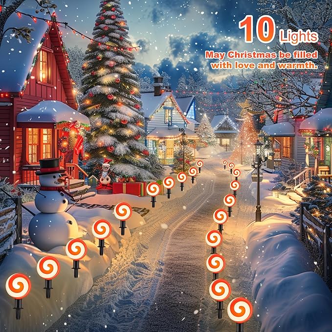 Ultimate Unicorn Christmas Decoration Lollipop Pathway Lights Pathway Lights Decoration Red Peppermint Lights Outdoor with Stakes LED Lollipop Lights for Pathway Yard Sidewalk Garden Rooftop