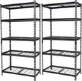 5-Tier Heavy-Duty Storage Shelves 2250 LBS Load Steel Shelving Unit Adjustable Boltless Garage Shelving Sturdy Organizer for Garage Kitchen Gym Shed (Black 2PCS 36''W x 18''D x 72''H)