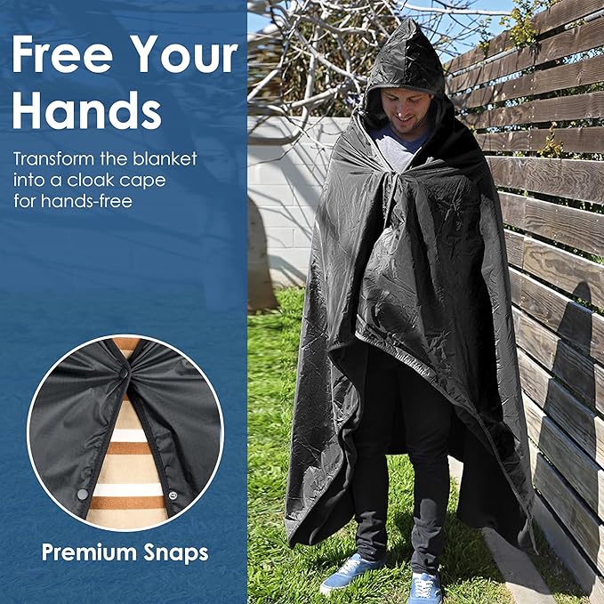 Catalonia Waterproof Stadium Blanket Windproof Wearable Poncho for Football Sideline &amp Sports Events for Fans Portable Durable Outdoor Blanket for Camping &amp Tailgating