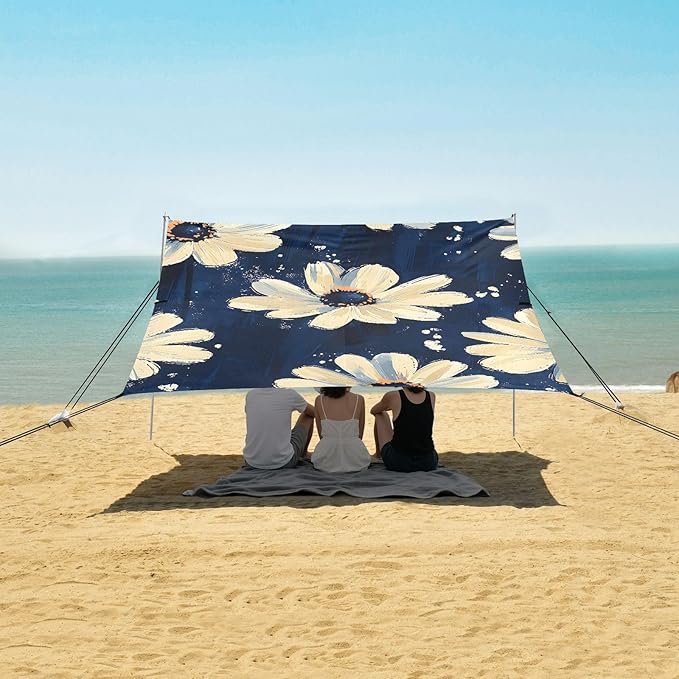 Beach Tent Sun Shelter Daisy Splash Lightweight &amp Easy Setup Beach Shade Canopy for Camping Fishing