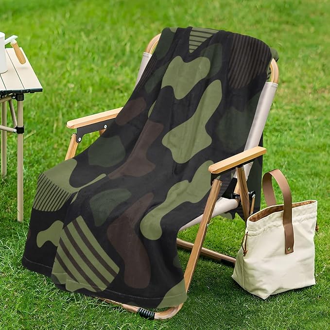Throw Blanket For Couch Army Camouflage Black Green Line Blankets For Adults 50'' x 70''