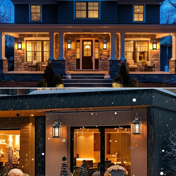 Matte Black Motion Sensor Outdoor Lighting Dusk to Dawn 2-Pack Anti-Rust Aluminum Outdoor Light Wall Mounted House Exterior Light Fixture IP65 Waterproof Outside Wall Lantern Garage 16”