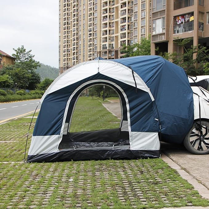 SUV Camping Tent Up to 4 Person Waterproof 210D Oxford Tailgate Shade Awning Tent Camping Outdoor Travel Preferred 98.43x98.43x78.74inch Blue