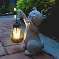 Cat Solar Garden StatuesResin Cat Figurine Decorations with Solar Lights Lantern Outdoor Figurines Lawn Cats Statue Decor Art for LawnYard Balcony OrnamentGift for Garden Home Mom.