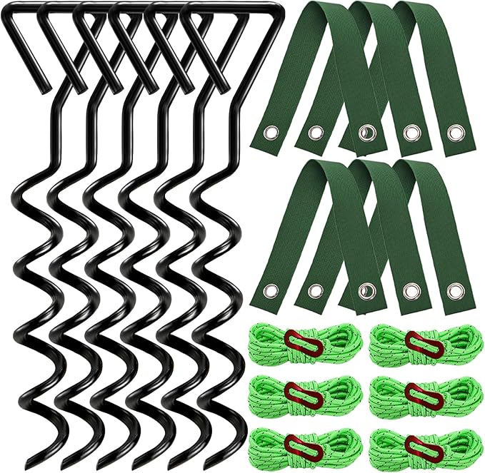 ZOOFOX 6 Pack Tree Stake Kit Tree Straightening Kit for Leaning Tree Spiral Trampoline Anchors High Wind Heavy Duty for Camping Tents Car Ports Swing Sets Canopies Sheds 15.8 inches