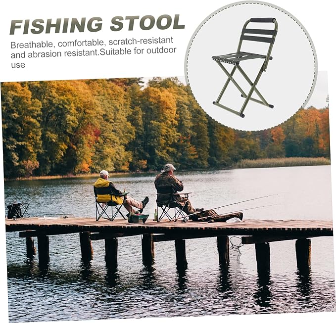 1pc Portable Folding Fishing Stool Lightweight Chair for Camping BBQ and Outdoor Activities and Construction Easy to Carry and Store Green