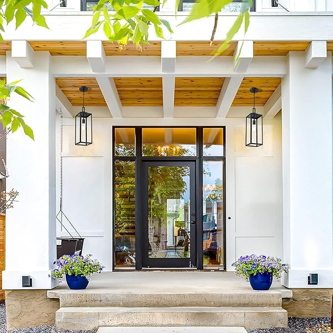 21.5 in Large Size Front Porch Pendant Light Fixture - Outdoor Hanging Light for Patio Entrance Porch Hanging Lantern Exterior Pendant Front Door E26 Base