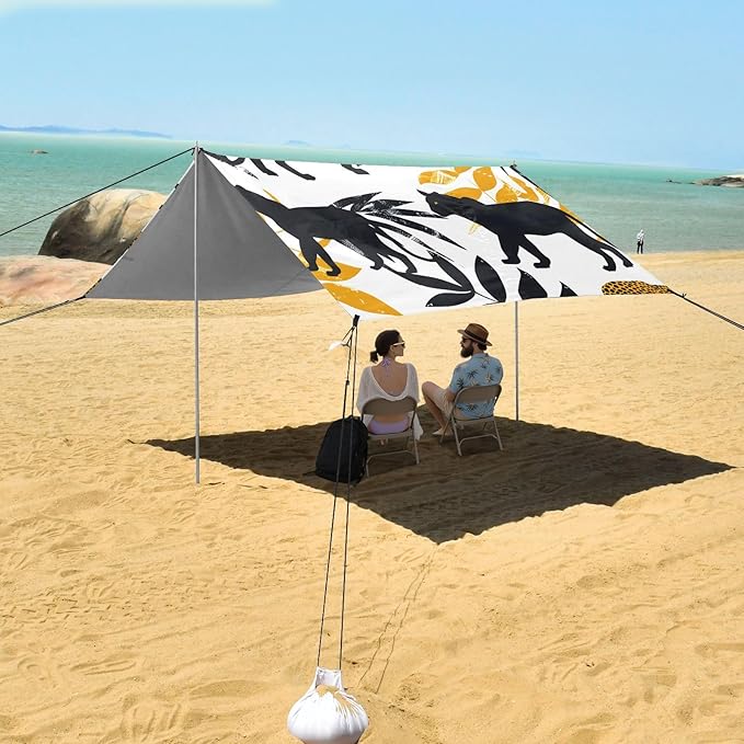 Leopards Camping Sun Shelter Beach Tent Portable Beach Sun Shade Outdoor Canopy for Camping Trips Fishing Picnic