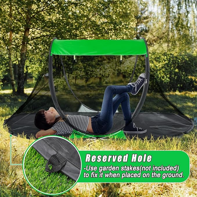 1 Person Pop-up Mosquito Tent for Camping - Breathable &amp Fine Mesh Camping Bug Screen Net with Carry Bag 6ft Instant Portable Screen Tent for Teenagers Girl Boy Summer Scout Camp