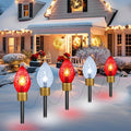 Moonflor Strawberry Jumbo C9 Christmas Pathway Lights Outdoor - 8.5FT 5 LED C9 Walkway Light Christma Decoration Outside Christmas Lights Outdoor for Lawn Holiday Yard Red &amp Pure White