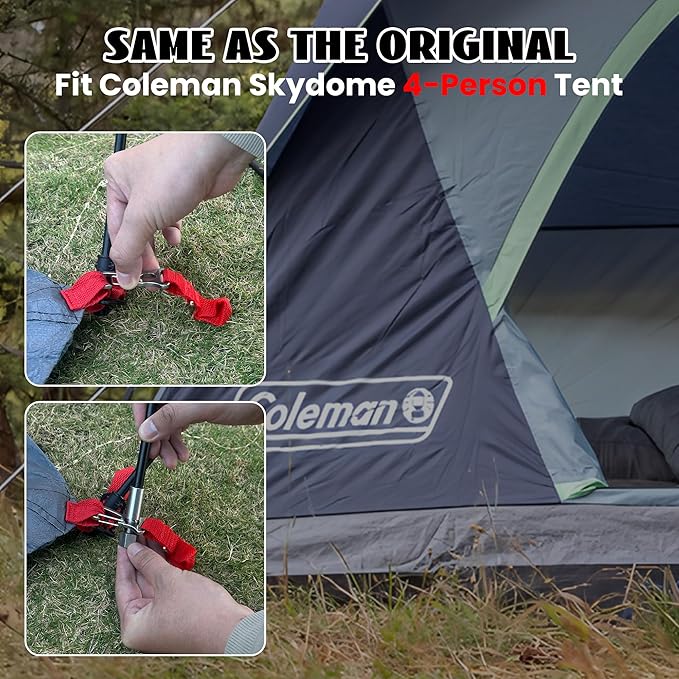 Tent Poles Replacement for Coleman Skydome 4 Person Camping Tent Camping Tent Accessories for Coleman Camping Tent Pre-Assembled Replacement Poles
