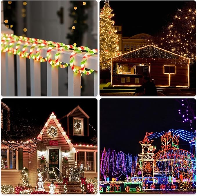 Vigdur Christmas Candy Cane Lights - 18FT LED Candy Cane Rope Lights Outdoor Waterproof Decorative Christmas Lights for Holiday Party Home Patio Indoor Xmas Decorations(216 LEDs)