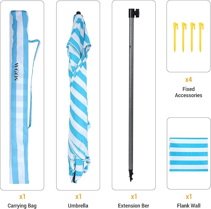 Beach Tent Beach Canopy Beach Cabana with One Side Detachable Cover Large Space 6ftx6ft Waterproof and UPF UV 50+++ Sun Protection for Beach Lake Outdoor Camping Beach Umbrella (Blue Stripe)