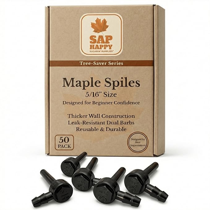 SAP HAPPY Maple Sap Spiles (50 Count) 5/16 Ecolo Taps for Maple Trees Maple Syrup Spile Tree Saver Spouts (50 Count)