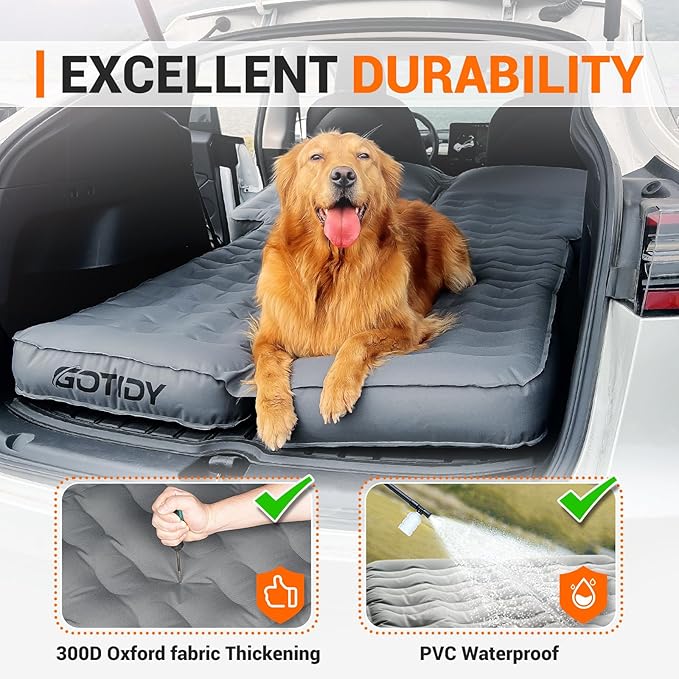 SUV Air Mattress for Car Camping 300D Oxford Fabric Air Mattress for Subaru Car Air Pump Quick Setup - Extra Thick Design SUV Mattress for Subaru Tesla Honda CRV Toyota RAV4 &amp Large SUVs