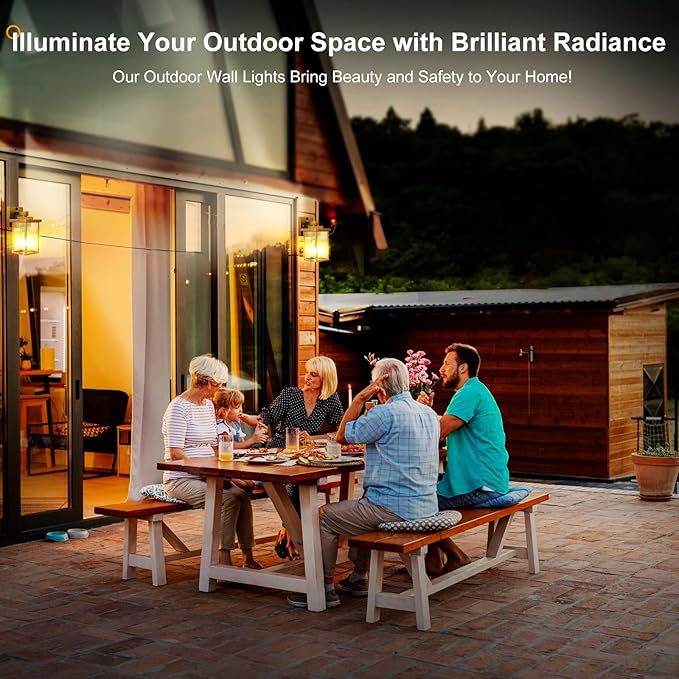 1 Pack Dusk to Dawn Outdoor Lighting Waterproof Outdoor Porch Light with Tempered Glass Outdoor Light Fixture for House Exterior Front Door Garage Patio (Gold Color)