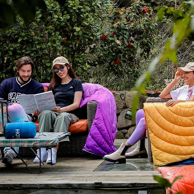 Camping Blanket - Puffy Lightweight Packable Outdoor Blanket for Traveling Stadium Hiking Picnics