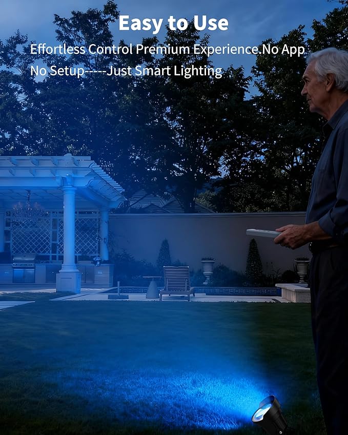 Ofuray Solar Spot Lights Outdoor RGB Color Changing with 8 Lighting Modes IP67 Waterproof Landscape Lights 9.8ft Cable 5200mAh Power Dusk to Dawn Solar Spotlights for Flag Garden &amp Outdoor Déc