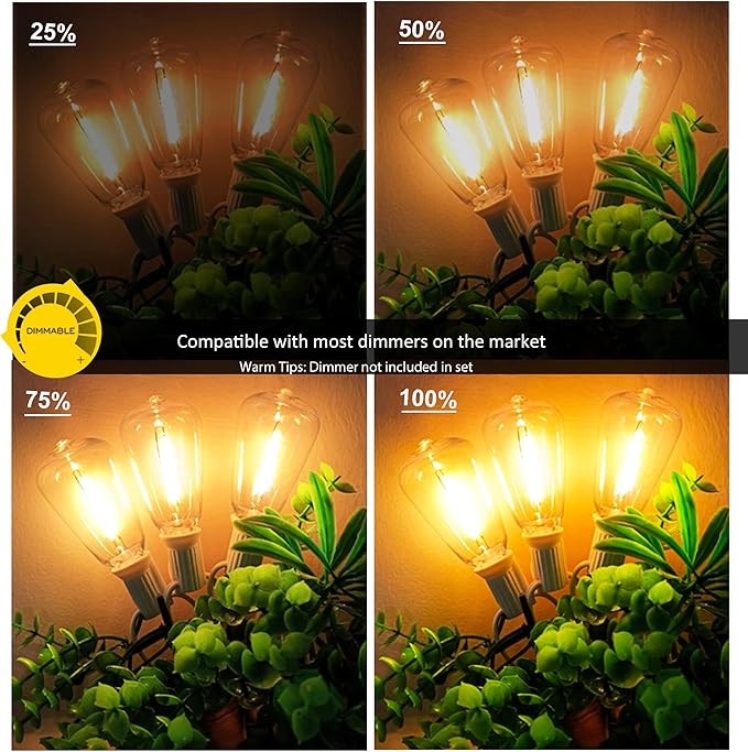 DAMAING LED Outdoor String Lights 100FT Patio Lights with 52 Shatterproof Edison BulbsDimmable Hanging LightsWaterproof String Lights for Outside WeddingBistroPorchBackyard2200K