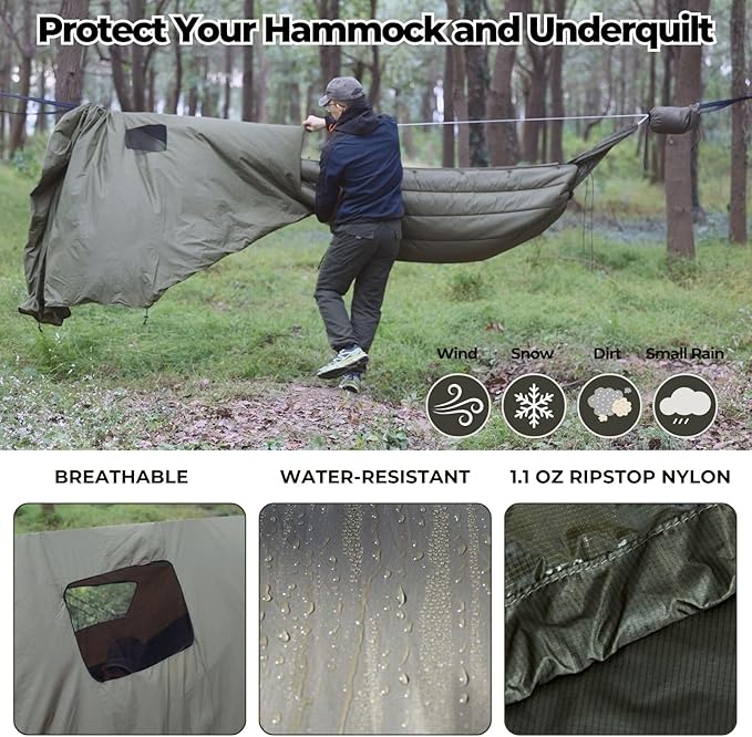 Onewind Premium Hammock Wind Sock Hammock end Wind Block Lightweight and Wind-Resistant Underquilt Protector for Winter and Cold Weather Protection Backpacking OD Green