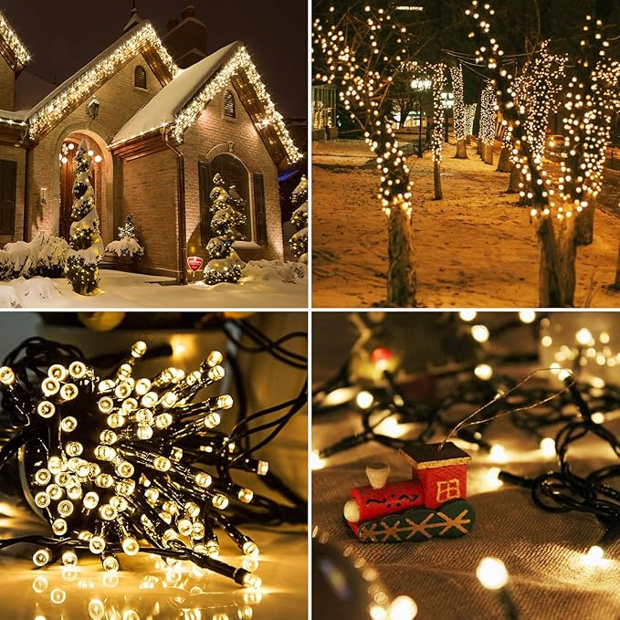 Solar String Lights for Outside 2 Pack 240 Led Solar Christmas Lights Outdoor Waterproof 82ft Solar Fairy Lights 8 Lighting Mode Solar String Lights Idea for GardenCourtyardsTrees(Warm White)