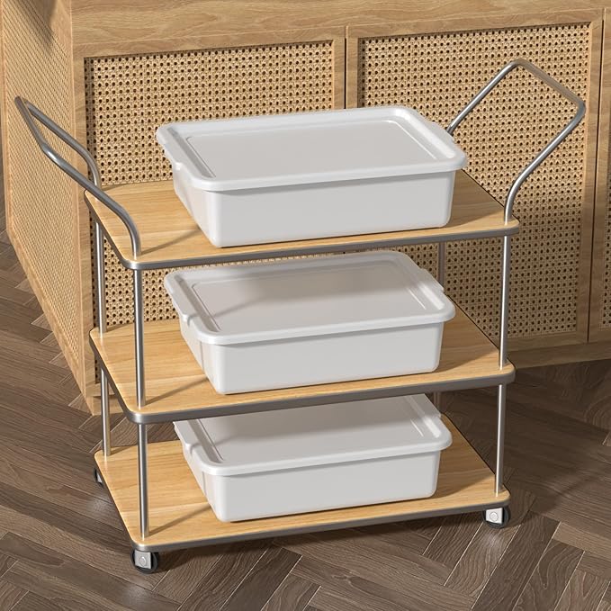 13 Liters Food Grade Dish Tubs with Lids Restaurant Bus Tub Boxes Set of 3 White