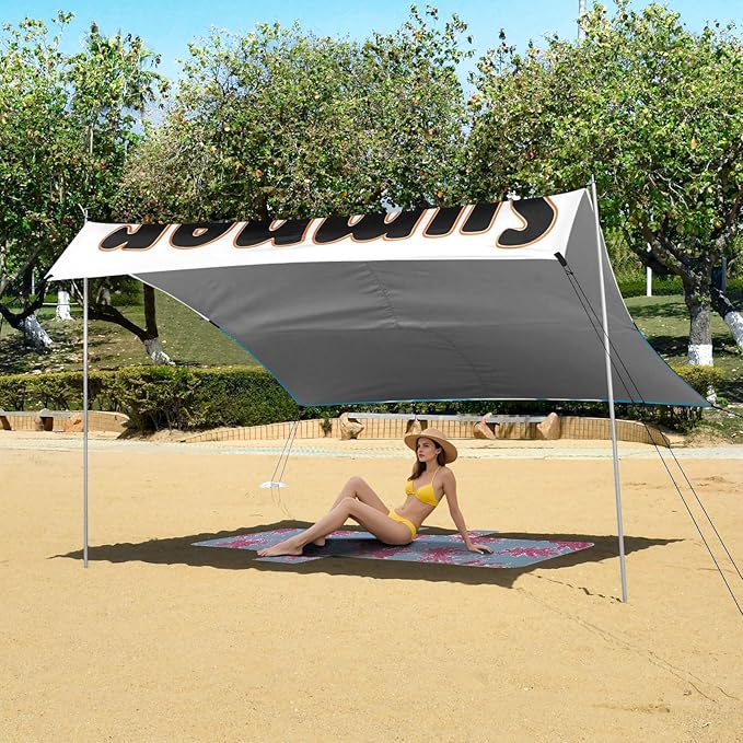 Bolaz Beach Canopy Tent Sun Shade9'×10.5' Large Family Beach Shade UPF50+- Outdoor Shade for Camping Trips FishingSummer Time