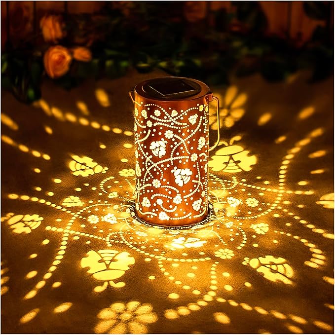 Ladybug Solar Lanterns Outdoor Waterproof Hanging Solar Lights Ladybug Gifts for Women Men Metal Decorative LED Ladybug Lanterns for Garden DecorYardPatioLawnTabletopPathwayLandscape