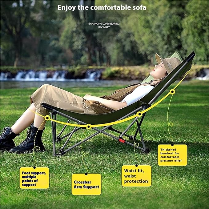 Portable high Back Camping Chair Beach with Side Pockets and headrest Comfortable Extra Wide seat Folding Hiking Weight Capacity 265 lbs(Sand Yellow)