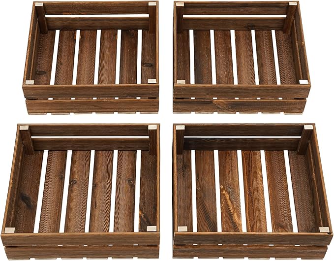Wood Fruit Basket Stand Vegetable Storage Rack 4-Tier Narrow Snack Rack Stand Farmers Market Stand Retail Store Display Shelves for Kitchen Store Supermarket (Rustic Brown+Black)