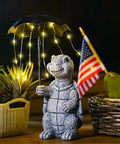 Nacome Solar Turtle Garden Decor Outdoor Statues: Holding Umbrella with String Lights Patio Yard Lawn Outside Decorations - Birthday Gifts for Mom Grandma Women Sister(Grey)