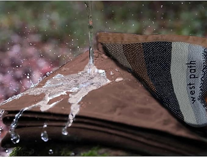 Waxed Canvas Camp Blanket - Waterproof Outdoor Picnic Mat | Water Repellent Military Blanket Ground Cloth Cover | Bushcraft Bedroll Camping Campfire Festival - 100 Cotton (Brown Diamond Regular)