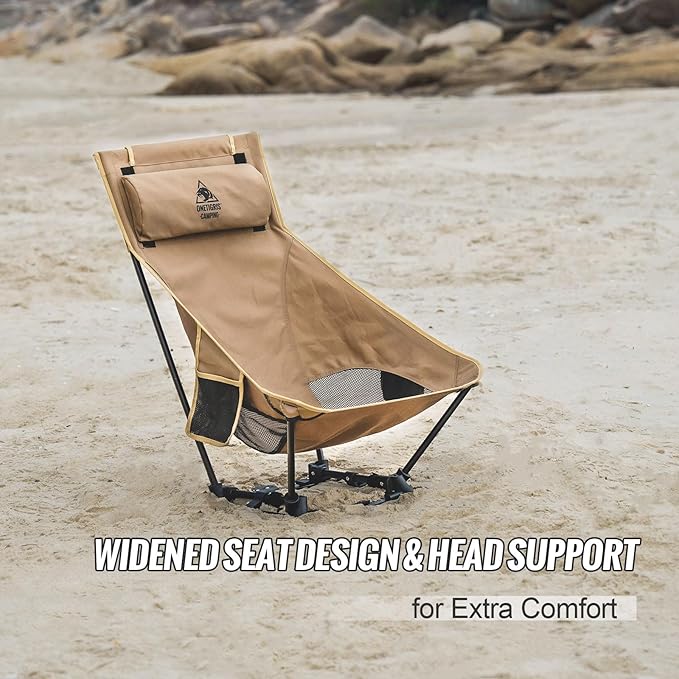 ONETIGRIS Dragonhide Oversized Camping Chair with Pillow Design Comfortable Widened Seat Folding 275 lbs Capacity