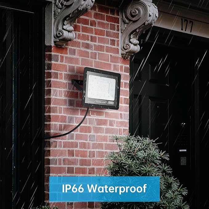 2 Pack LED Flood Light Outdoor 150W 15000LM Work Light IP66 Waterproof Floodlights 6000K Daylight White Security Light Plug in for Yard Garage Garden