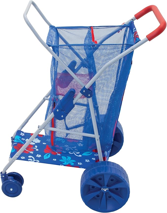 Rio Beach Wonder Wheeler II Wide Utility Lawn and Beach Foldable Cart Hibiscus Print