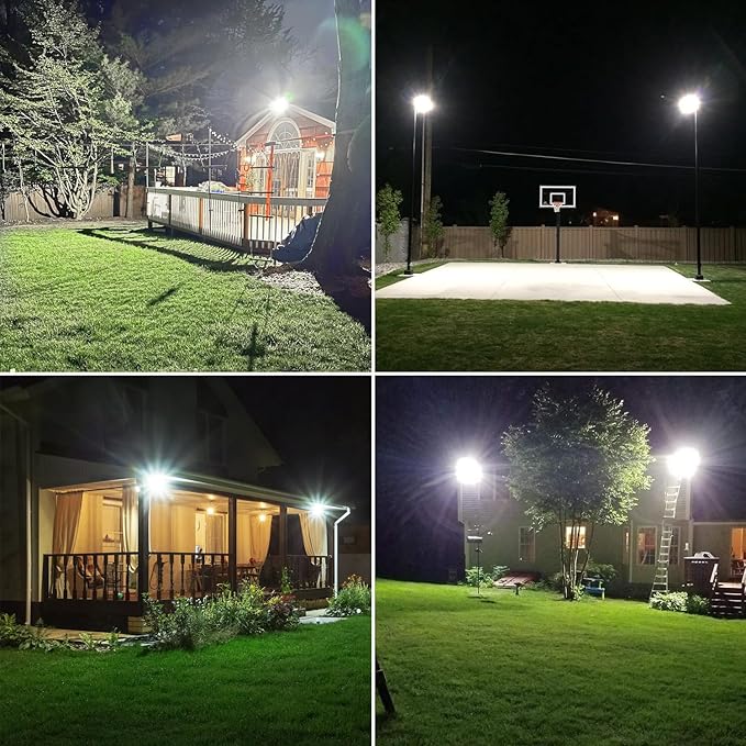3 Pack 100W LED Flood Light Outdoor10000LM Super Bright Exterior Security Lights6000K Daylight White Work LightIP66 Waterproof Outside Floodlights Lighting for Backyard Yard Stadium House