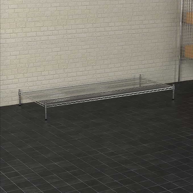 30 x 72 NSF Chrome Wire Stationary Dunnage Storage Rack with 8 Posts Ideal for Commercial Kitchen Home Garage Warehouse Shelters