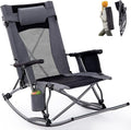 Oversized Folding Rocking Camping Chair Outdoor Portable Rocker Chair with Hard Armrest for Adults Heavy Duty Foldable Rocking Chairs for Outside Patio Lawn Supports up to 400 Lbs Gray