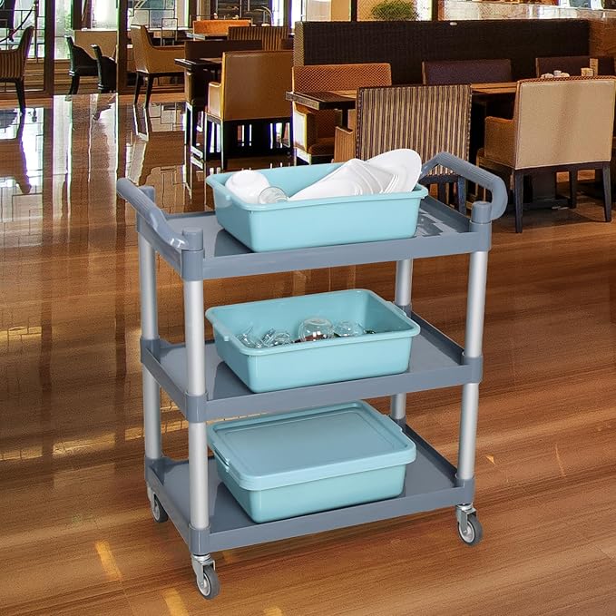 3 Pack Restaurant Bus Tub with Lid 13 L Plastic Utility Bus Box Mint Green