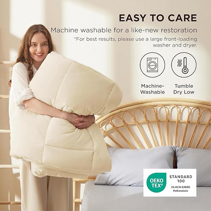 Bedsure Comforter Duvet Insert - Quilted Comforters Twin XL Size All Season Duvet Down Alternative Bedding Comforter with TabsGifts for Women/MenCreamTwin XL 92 x 68 Inches