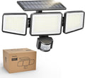 Philips Solar Security Light Outdoor Light 302 LEDs 1200lmSolar-Powered Waterproof Wall-Mounted Flood Light w/PIR Motion Sensor 3 Heads IP65 Waterproof 3 Modes (1 Pack)