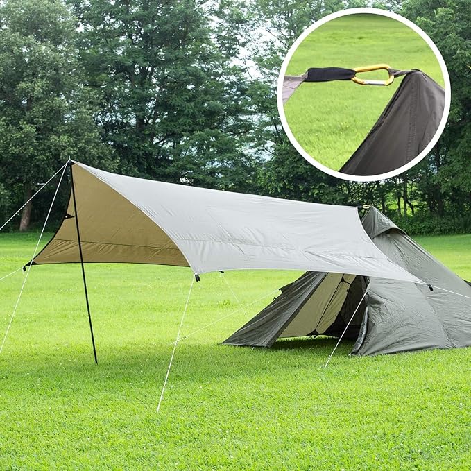 Camping Teepee Tent - Ultralight Backpacking Tent for 1 Person Waterproof With Mosquito Net Included Solo Green