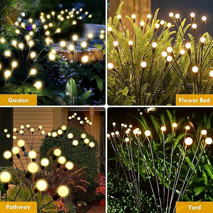 Solar Garden Lights 8 Pack 64LED Solar Firefly Lights Waterproof Garden Light Outdoor with 2 Lighting Modes Swaying Light for Outside Yard Walkway Patio Lawn Flower Bed Decoration (Warm White)