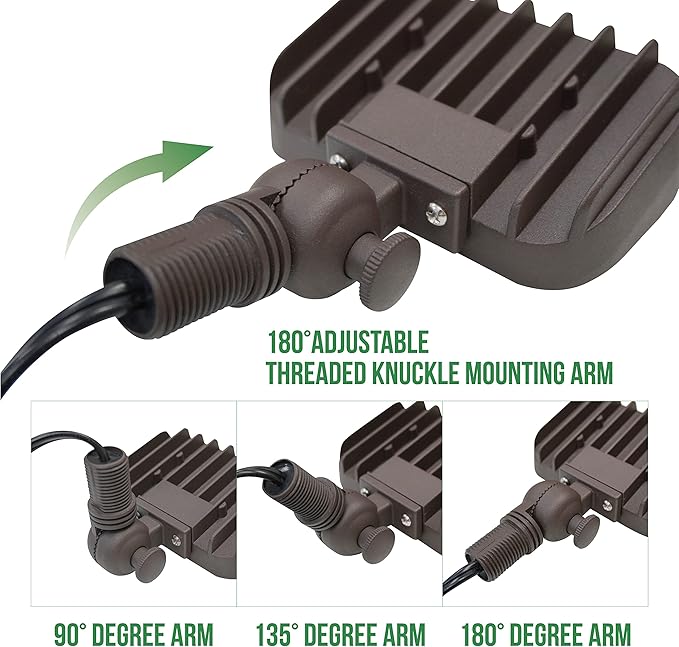GKOLED 7W LED Outdoor Flood Light Low Voltage Landscape Lighting Waterproof Security Wall Lighting Fixture 9-15V 480 Lumen 3000K 1/2 Adjustable Knuckle Mount Die-cast Aluminum Brown