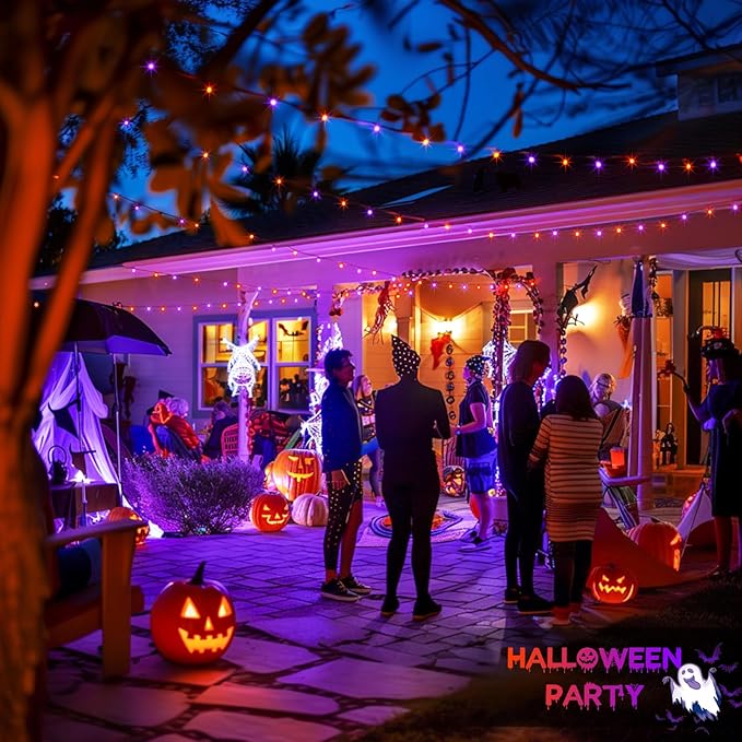 JMEXSUSS 800 LED Orange and Purple Halloween Lights 272ft Halloween String Lights Outdoor Waterproof 8 Modes Plug in Twinkle Light for Tree Party Decor