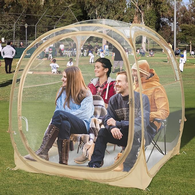 EighteenTek Sports Instant Tent Shelter - Outdoor Bubble Sun Shelter Pop Up - Clear Patent Pending Protected Design (63x63x63H)