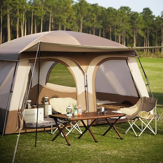 Vidalido Tents6-8 Person Camping Tent with Extended Vestibule2 Room Weather Resistant Family TentsEasy Install Waterproof Outdoor Tent for Backpacking and Camping Hiking