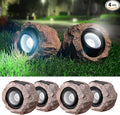 4 Pack Solar Rock Lights Outdoor Angle Adjustable Solar Lights Outdoor Waterproof LED Solar Garden Lights Auto On/Off Landscape Lighting for Yard Pathway Patio Flower Bed - White Glow (Stone Brown)