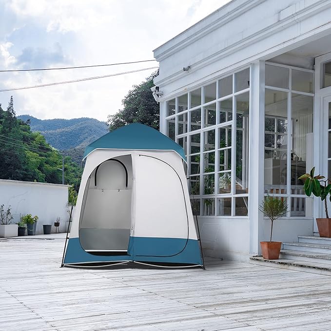 VINGLI 2 Room Shower Tent 7.5 FT Instant Pop Up Shelter with Carrying Bag Privacy Changing Room TentPerfect for Portable Toilet Camping Dressing Outdoor Indoor Easy Set Up