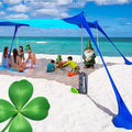 Beach Tent UPF50+ Sun Shade Canopy with Sandbags 4 Stability Poles Ground Pegs Flying Disc Sand Shovel Lightweight Sunshade Shelter 7ft Tall for Outdoor Trips Camping and Sports